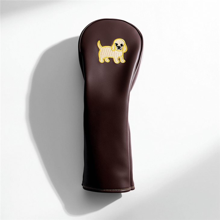 Drop Shipping Dog Embroidery Printed PU Faux Leather Golf Club Headcover Driver Cover