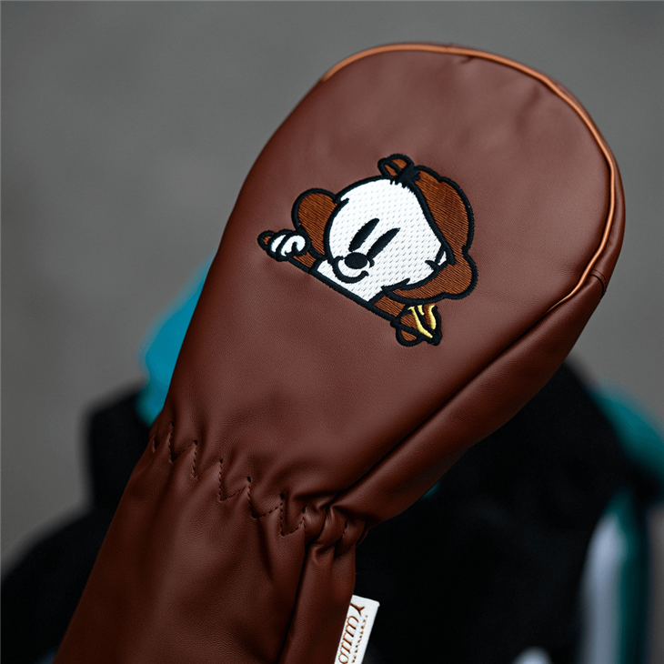 Drop Shipping Dog Embroidery Printed PU Faux Leather Golf Club Headcover Driver Cover