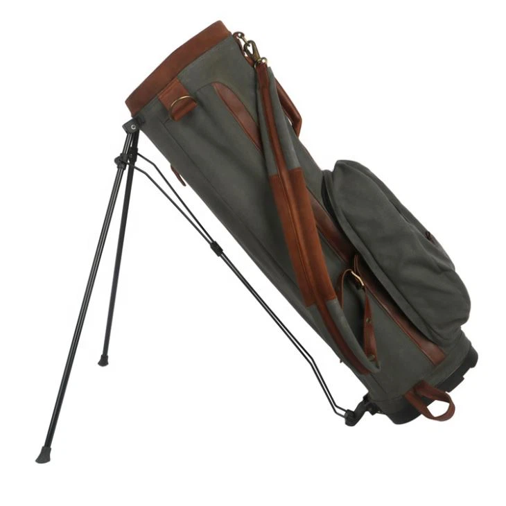 HIBO Custom Waterproof Canvas Leather Golf Bag Dengan Stand