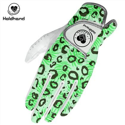 Sarung Tangan Golf Kulit PU Cetakan Green Leopard Penyesuaian Golf OEM