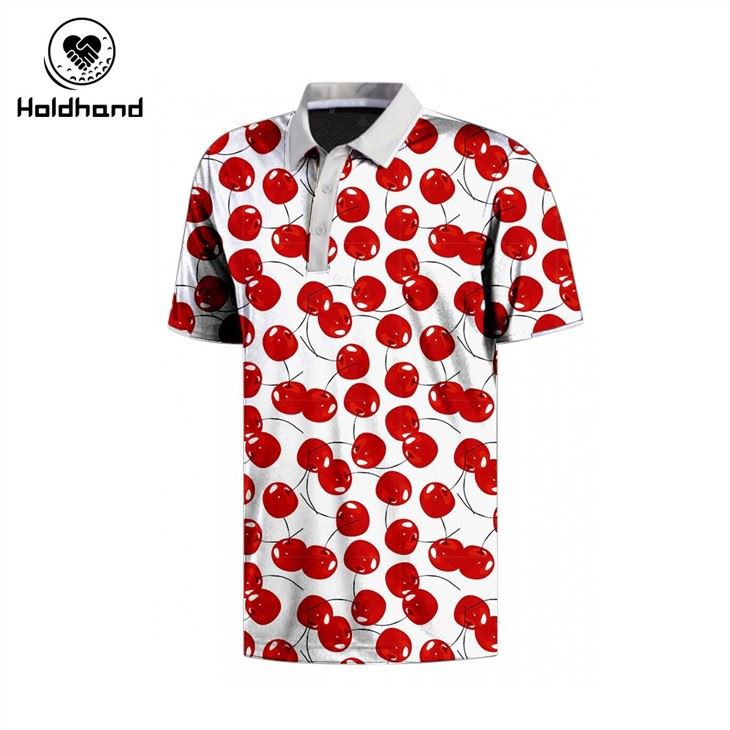 Summer Sweet Floral Print Short Sleeve Men's Golf Polo Shirt