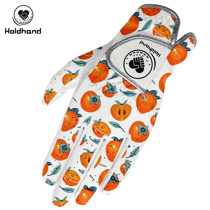 Corak Tomato Kulit Tulen Rekaan Fesyen Tersuai Logo Sarung Tangan Golf Lembut Bernafas